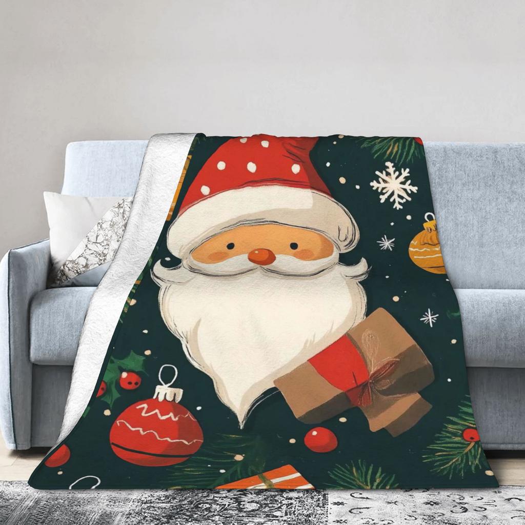 Christmas Santa Claus Super Warm Blanket  Child Plush Bedding Throws Comfortable Home Decor Flannel Bedspread Sofa Bed Cover