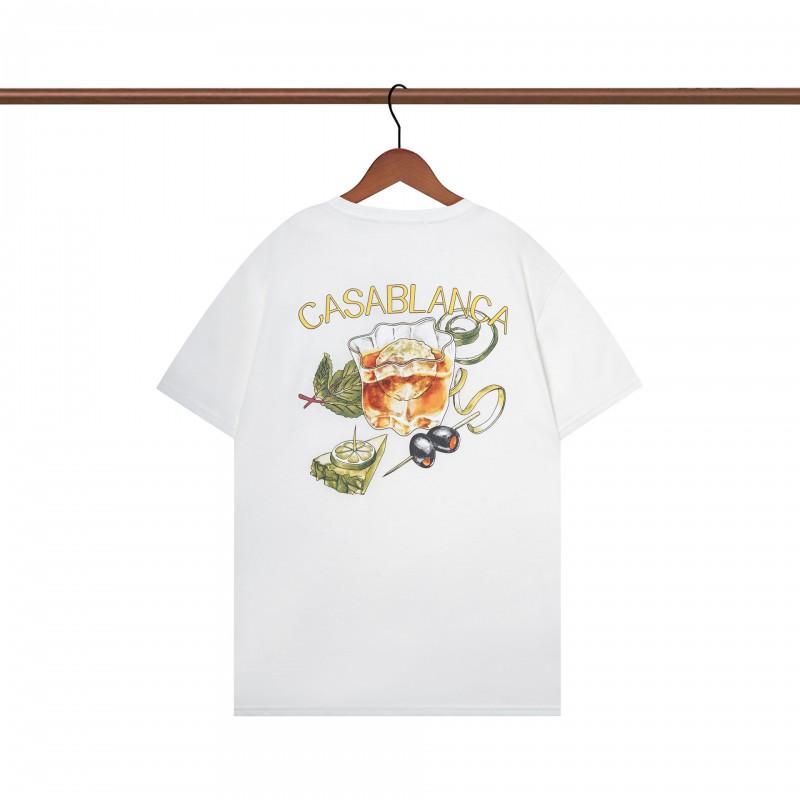 280g Double Yarn Cotton T-Shirt Couples Casablanca Castle Print Short Sleeve Round Neck Loose Fit