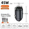 200W Super Fast Mini Car Charger, 12V/24V, Flash Charge for Android & Apple with Pull Ring Design