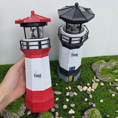 Solarbetriebener LED-Dreh-Leuchtturm Gartenornament