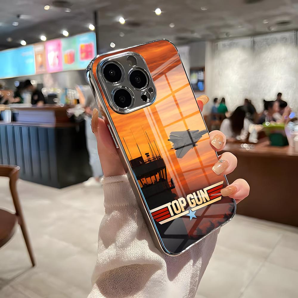 Top Gun Maverick Phone Case For IPhone 17 Pro Max 15 Pro 16 14 Plus 12 13 Mini 11 Pro Shockproof Electroplated Glass Cover