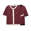 2025 Spring/Summer Women's Slim Fit Round Neck Color Block Knitwear