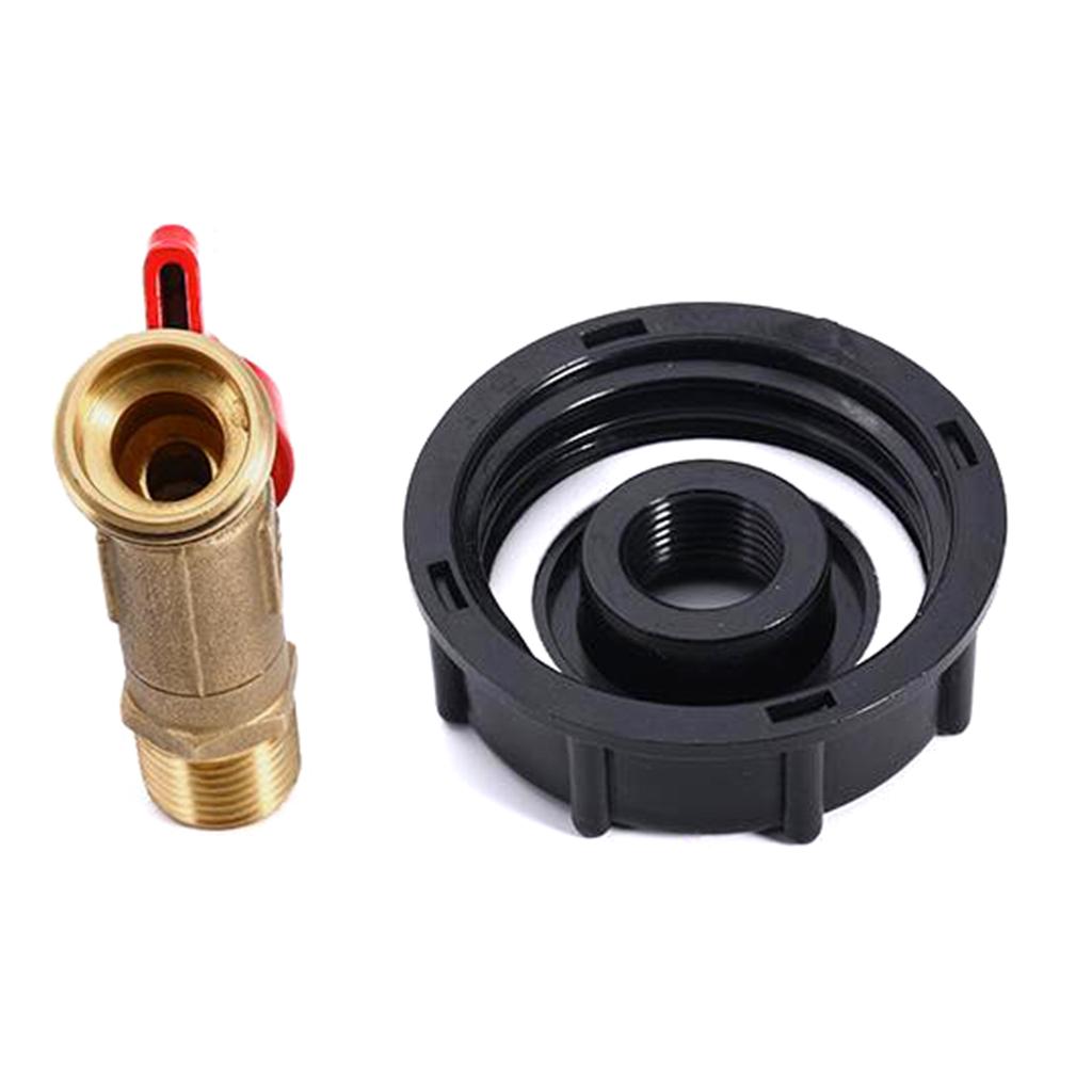 IBC Tote Adapter IBC Tote Fittings Solid Brass Water Shut-Off Valve Faucet with Garden Hose Quick Connectors Set