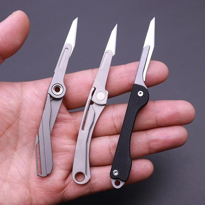 NEW NO11 Replaceable Blades Scalpel Folding Knife Quick Open Bottle Opener Keychain EDC Folding Knife 10 Blade Free Useful Tool