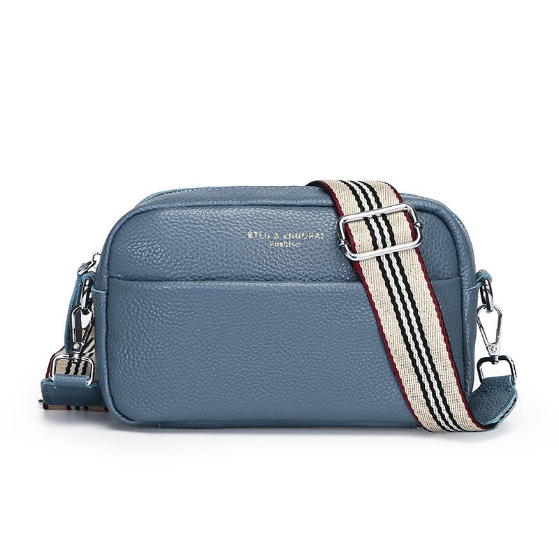 Leather Leather Bag Women'S Fashion Simple First Layer Cowhide Messenger Bag Soft Leather Small Square Bag