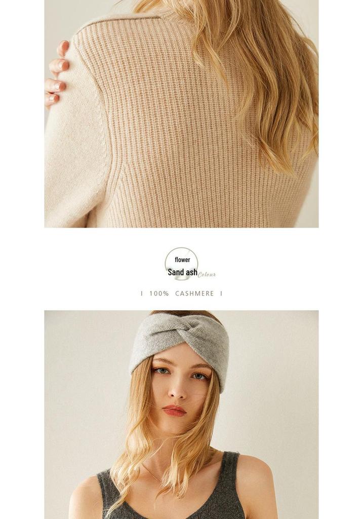 Women's 100% Pure Cashmere Cable Knit Wide Headband for Autumn/Winter