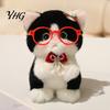 Soft Fabric Bag Decor Cute Plush Kitten Pendant with Glasses And Tie, Stuffed Animal Ornament for Keys Keychain Backpacks Keys, Decorative Hanging