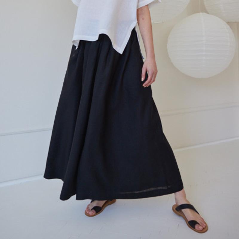 High-Waisted French Retro Linen-Cotton Wide-Leg Cropped Pants with Crinkled Texture