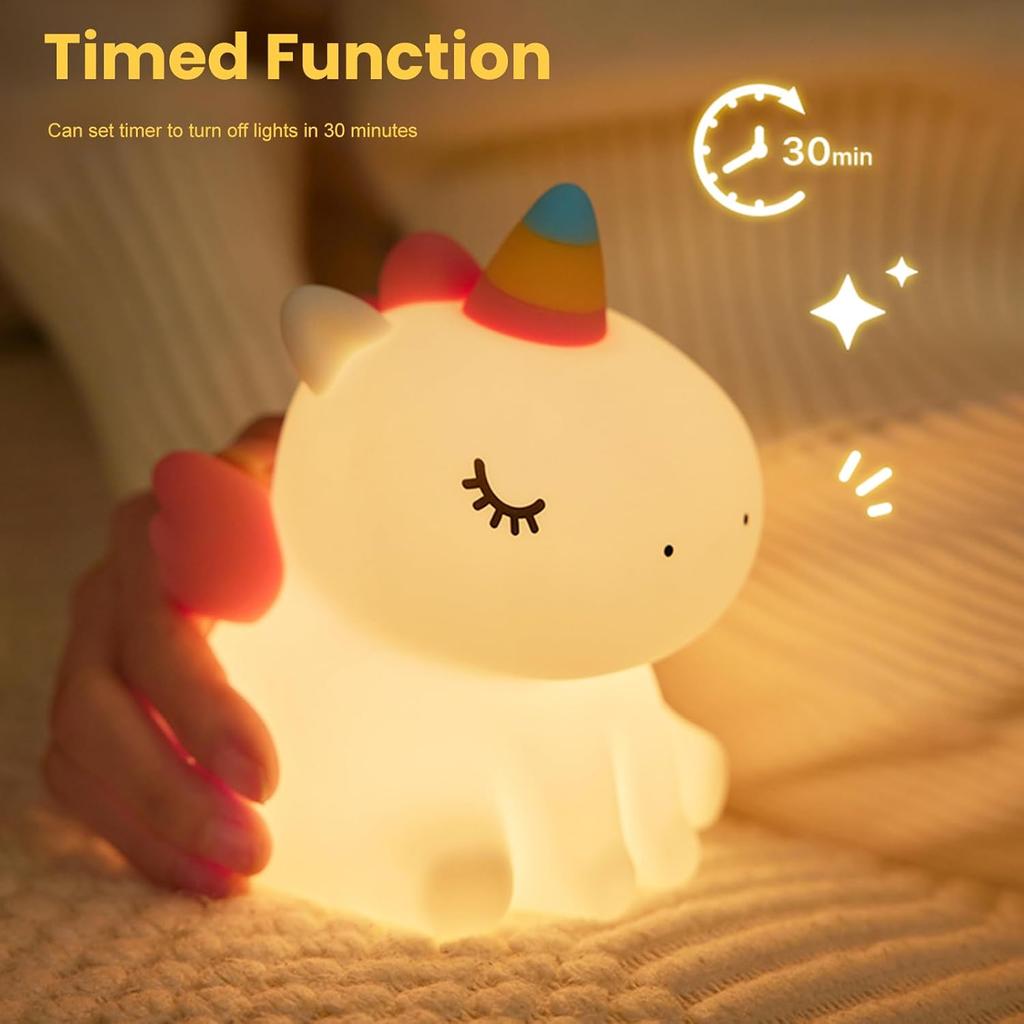 Cute Unicorn Night Lamp Soft Silicone Pat Light Warm Light Eye Protection Night Reading Lamp Desktop Kid's Room Decoration