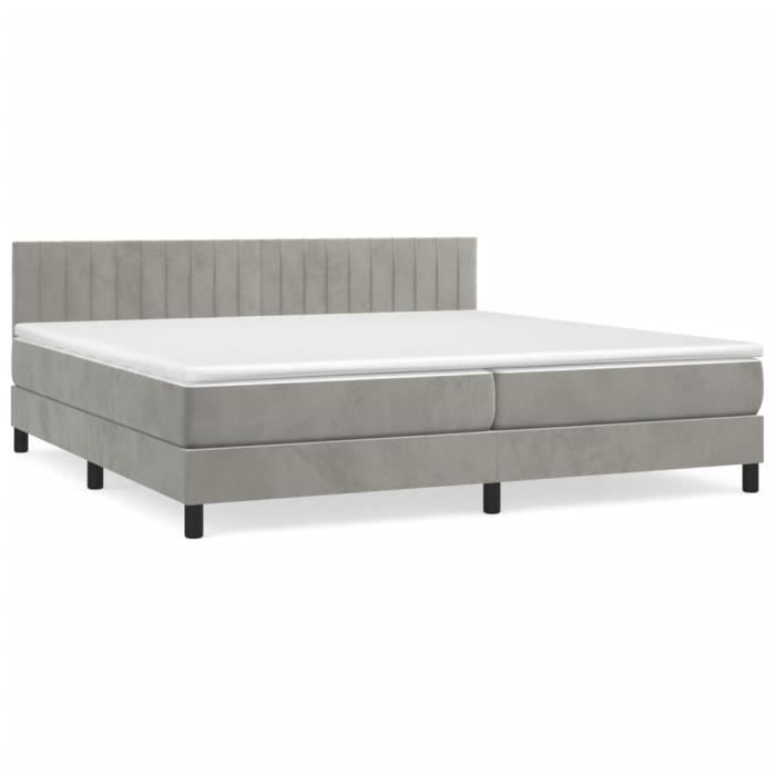 3141443 vidaXL Divan Bed and Mattress Light Grey 200x200cm Velvet