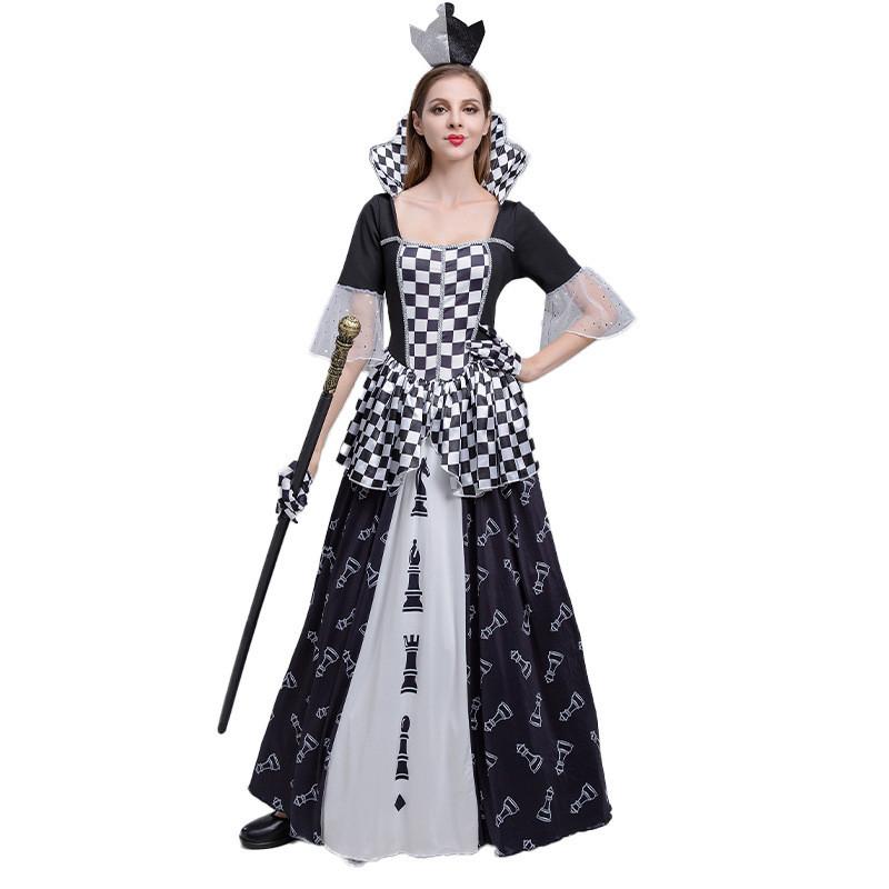 

Алиса Полиэстер Модное В Стране Чудес Платье Королевы Шахмат с Аксессуарами Идеально для Хэллоуина L