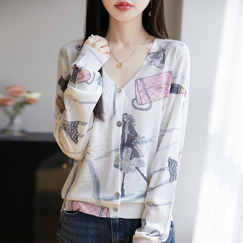 Leichte Strickjacke für Damen aus 50 % Wolle und 50 % Maulbeerseide – vielseitige Strickware für 4 Jahreszeiten für ganzjährigen Komfort und Stil