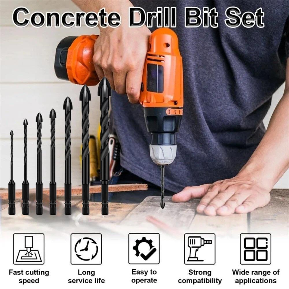 3-12mm Cross Hex Tile Drill Bit Set Precision Ground Hole Opener Porcelain Tile Drilling