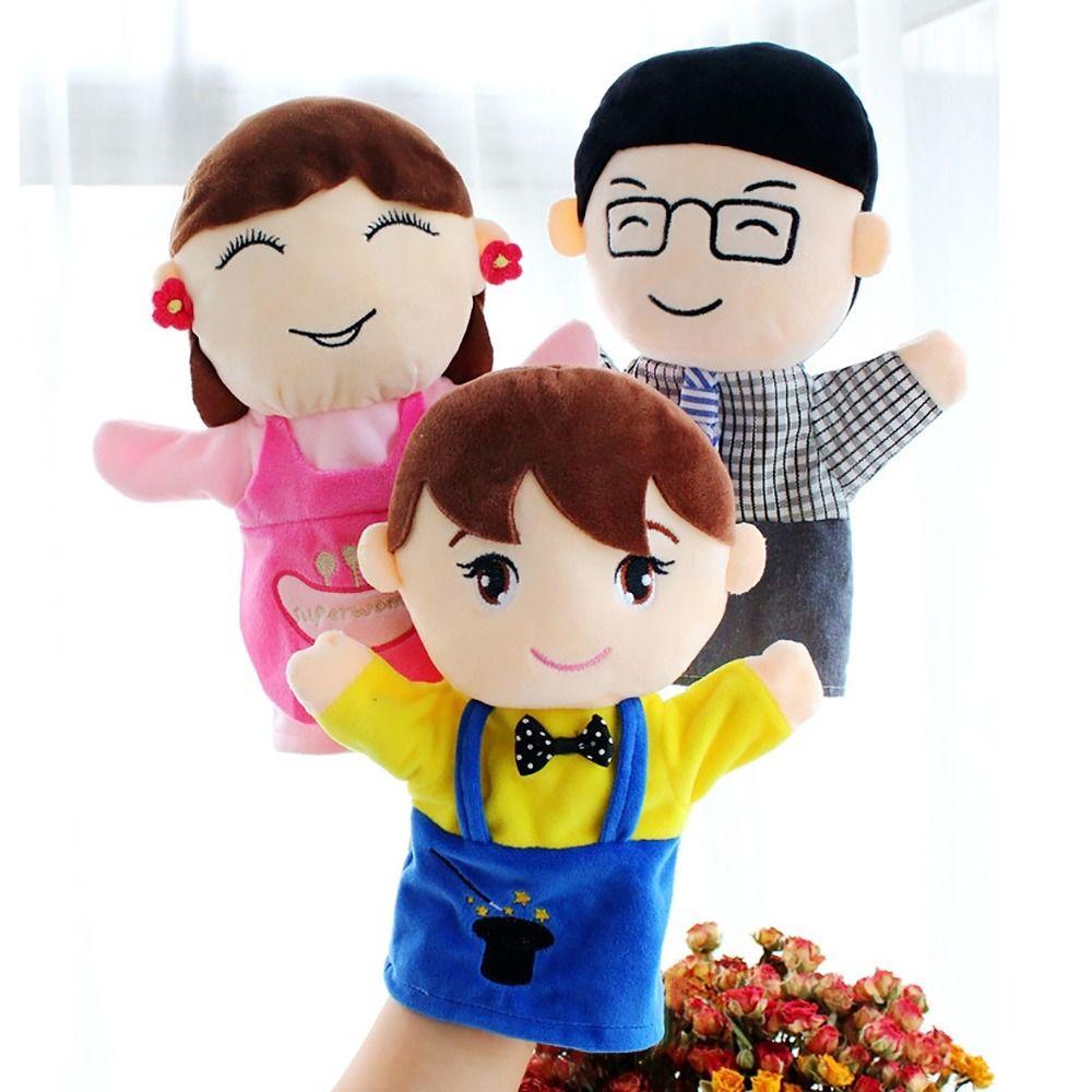 Soft Plush Storytelling Puppet Familys Members 25Cm Familys Members Doll Cartoon Story Hand Puppet Early Education