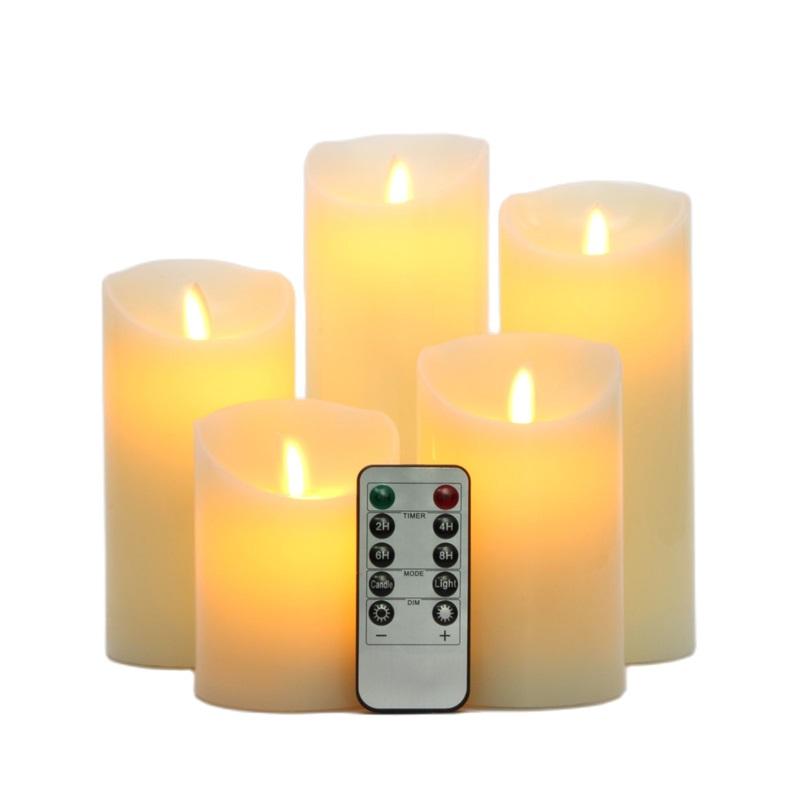 LED-Kerzen ohne Flamme, batteriebetrieben, LED-Säulen, echtes Wachs & beweglicher Docht, flackernde Kerze mit Fernbedienung