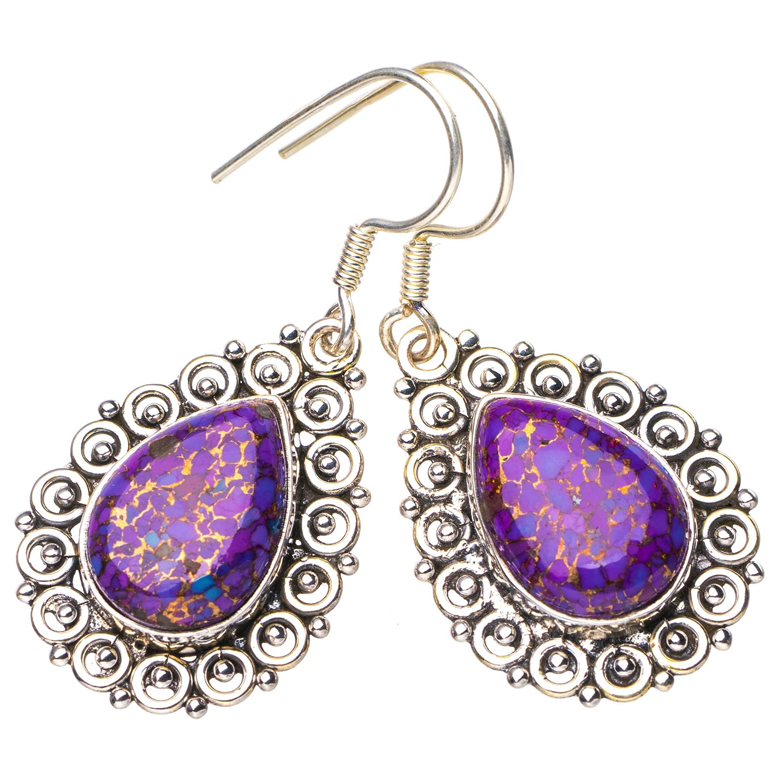 

StarGems® Natural Copper Turquoise Handmade 925 Sterling Silver Earrings 1.5 E5220