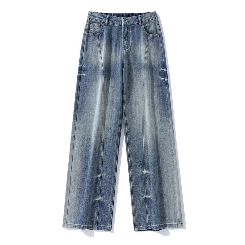 Unisexové retro prané džíny s vysokým pasem, volné a široké nohavice