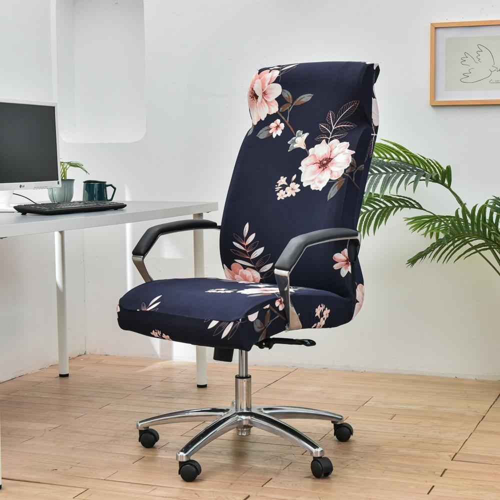 Stretch Computer Office Chair Cover With Durable Zipper Removable Spandex Rotating Boss Chair Slipcovers Anti-Dust M/L Sizes
