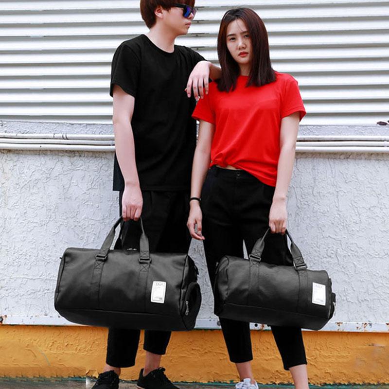 Bolsa de ginástica de couro, bolsa esportiva com bolso para sapatos, masculina, fitness, ioga, viagem, bagagem, bolsa de ombro