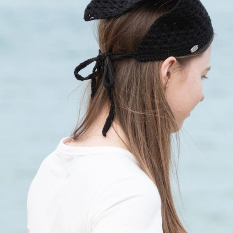Slowslowly Nr. 135 / Lily Haarbandana _ Schwarz (Lily Häkelstrick Haarbandana _ Schwarz)