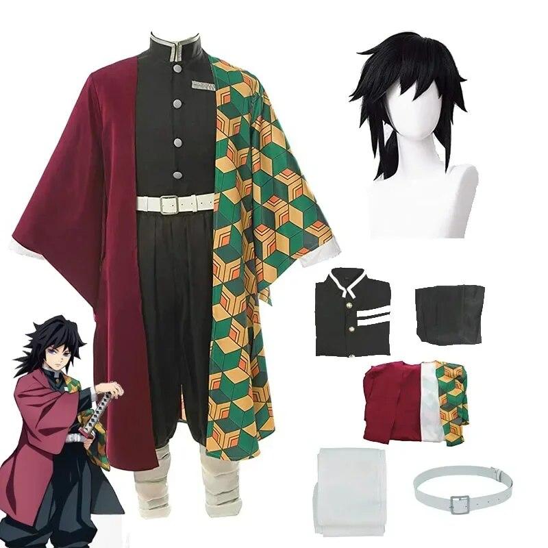 

Аніме Demon Slayer Kimetsu No Yaiba Tomioka Giyuu Косплей Костюм Костюм Уніформа Костюми Перука Дитина Доросла вечірка S-(Full set+wig)