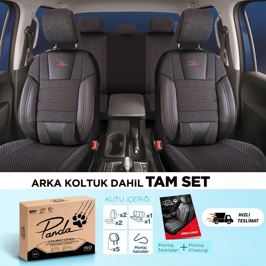 COMFORT SERIES WOVEN FABRIC CAR SEAT COVER Black Red