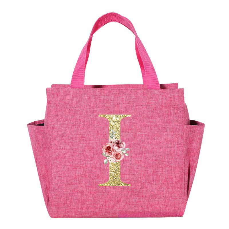 A~N Letter Printed Nylon Lunch Bag With Zipper Water-Proof Insulation Bag Ice Bag Suitable For Men and Women's Work Picnic Travel Practical Use
