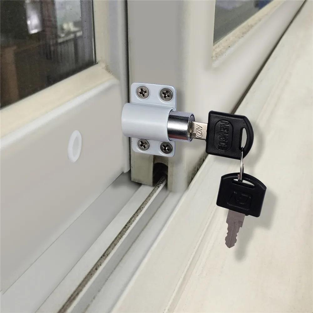 4Pcs Sliding Window Lock With Key Child Safety Protection  Anti-Theft Door  Push