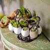 Durable Cast Iron Retro Eggs Holder Rooster Figurine Eggs Storage Rack For Farmhouses Kitchens Decors Organizers