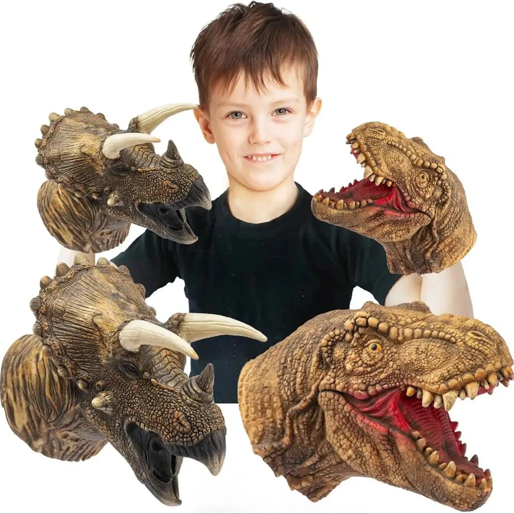 Hand Puppets Dinosaur Head Model Toy T-Rex Dino Jurass Shark Park Dolls Dinosaur Worlds Soft Plush Toy for Boys Kids Gifts