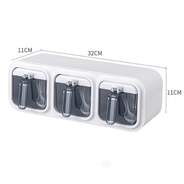 Kitchen Wall Mount Jars for Spices Salt and Pepper Shaker Seasoning Jar Spice Organizer With Spoons Condiment Organizer Box