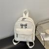 Cute Bowknot Faux Leather Mini Backpack for Women Small Lightweight School Daypack Fashion Streetwear Bag