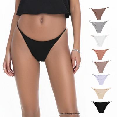 European & American Women's Seamless Ice Silk Breathable Underwear - Thin Strap, Plus Size, Pure Cotton Crotch 