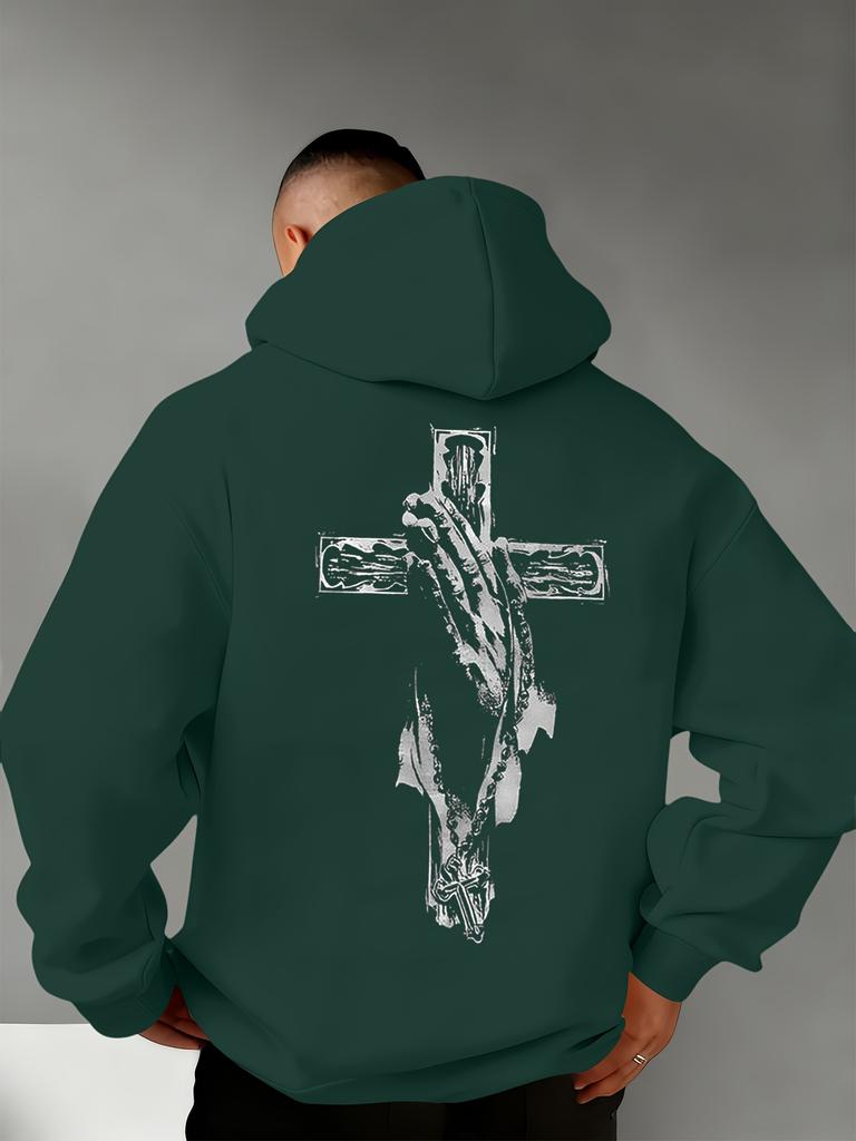 Trendy Men's Autumn-Winter Fashion Printed Fleece Hooded Sweatshirt - Versatile, Sporty, Casual, Loose-Fitting Hooded T-shirt