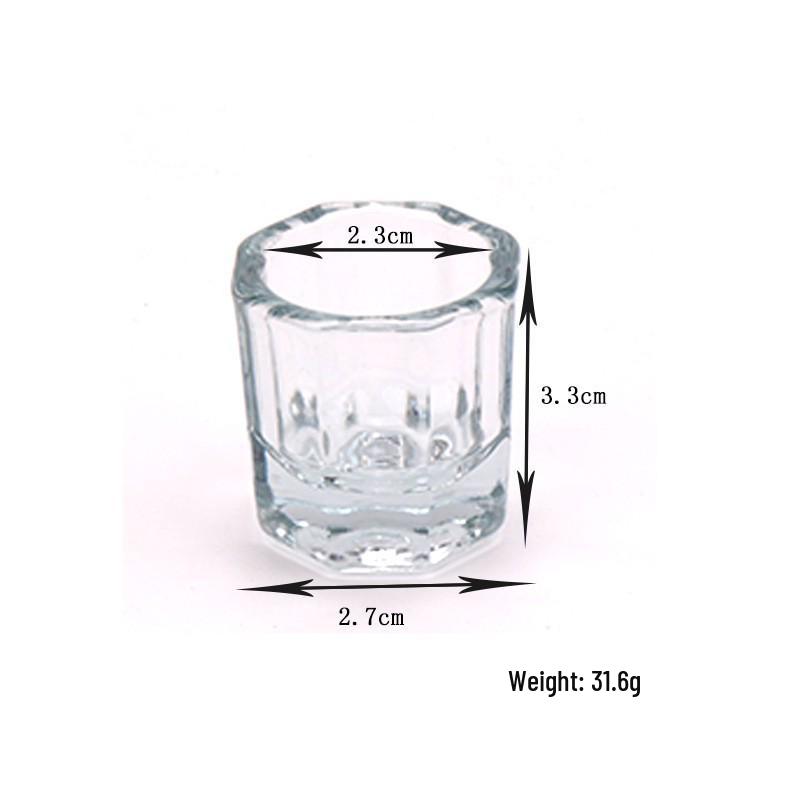 Nail Art Crystal Octagon Mixing & Washing Glass Cup