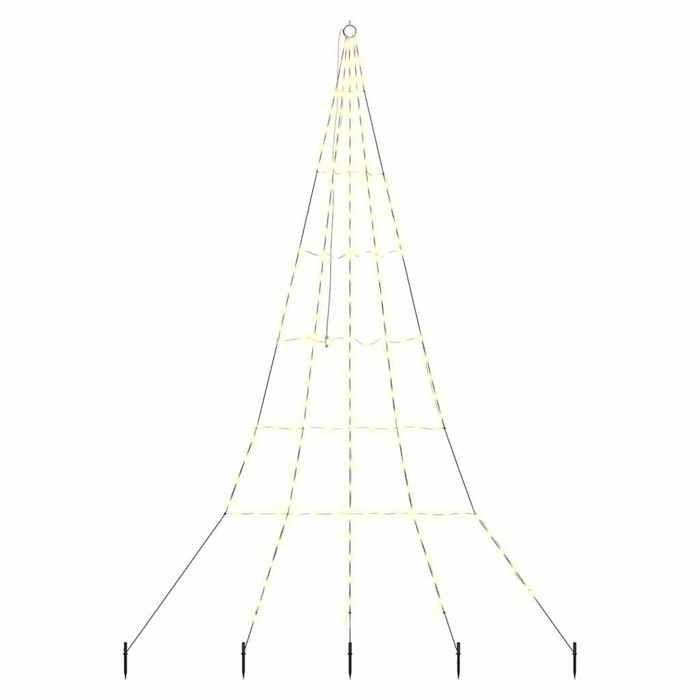 VidaXL Arbre de Noël LED avec piquets au sol Blanc chaud 300 cm Métal, Déco moderne pour le salon, cadre métal robuste, 42018741