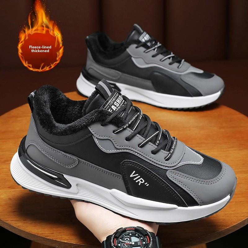 Fashion 2024 Men's Winter Sneakers Fashion Lightweight Plus Velvet Cotton Shoes Mens Comfortable Warm Casual Sneakers
