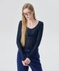 WNDERKAMMER U-Neck Sheer T-Shirt_Navy