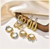 Two Tone Hoop Earrings for Women, Stainless Steel Gold-Silver Color Small Circle Square Huggie Hoop Earrings Trendy Jewelry