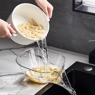 Mode Transparent Gemüse Obst Waschen Ablauf Korb Multifunktionale Filter Schüssel Küche Werkzeug Trocken Nass Trennung Waschbecken Organizer