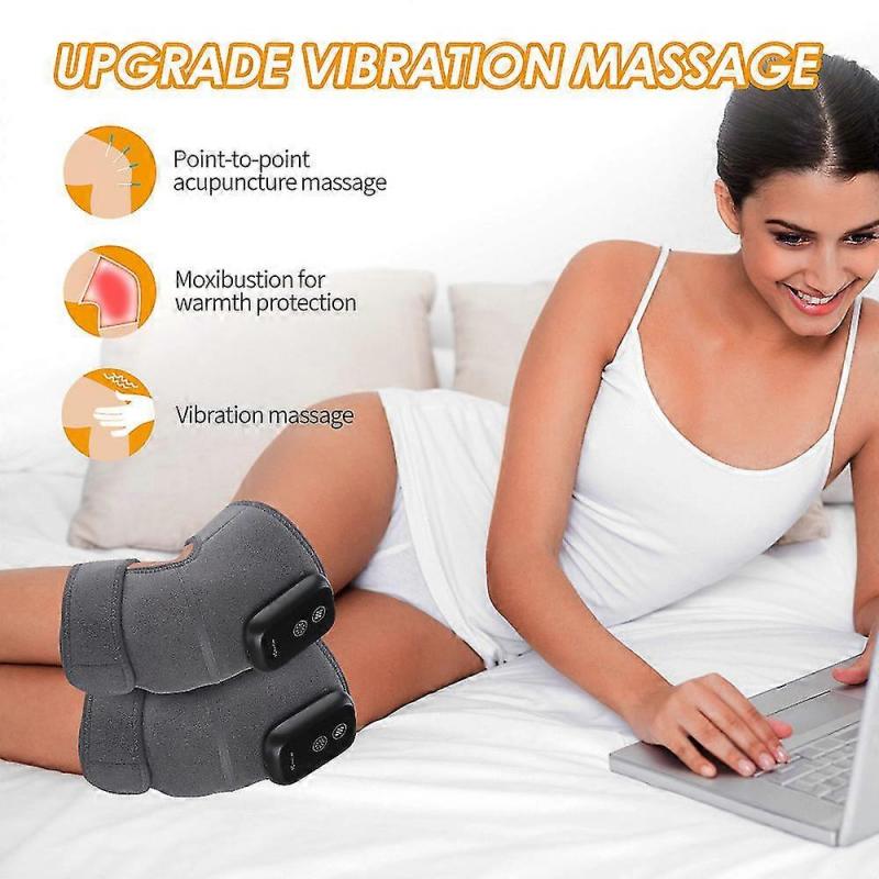 1 Pcs Heated Knee Massager Heated Knee Brace Wrap , Wireless Vibration Knee Heating Pads, 3 Adjustable Intensity And Temperature, Knee Brace Wrap