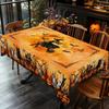 One Halloween-themed witch print black cat pattern round tablecloth, featuring owls, pumpkins, skulls and batszyc