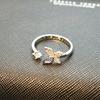 Korean-Style 925 Silver Butterfly Open Zircon Ring for Women – Elegant and Simple Design