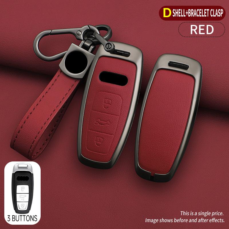 Carcasă de protecție pentru chei de mașină din aliaj de zinc și piele pentru A3 A4 A5 A7 A6 C8 Q8 Q7 Q5 Q4 Q3 E-tron Accesorii pentru husa chei de mașină