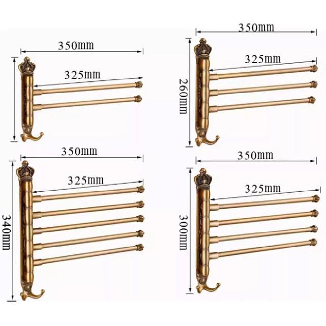 Luxury Swivel Towel Bars Rack with Hook Up Bathroom Rustic Gold Metal Towel Bar Hanger Wall Mounted,Swing Out Towel Bar,Folding Arm Swivel Towel Bar