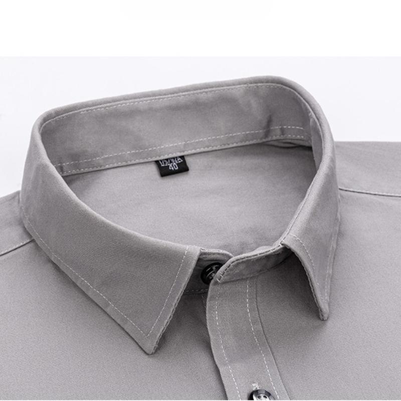 7XL Solid Color 100 Cotton Long Sleeve Shirt Men Business Casual White Shirt Black Blue Men Shirt Long Sleeve Slim Fit Pocket