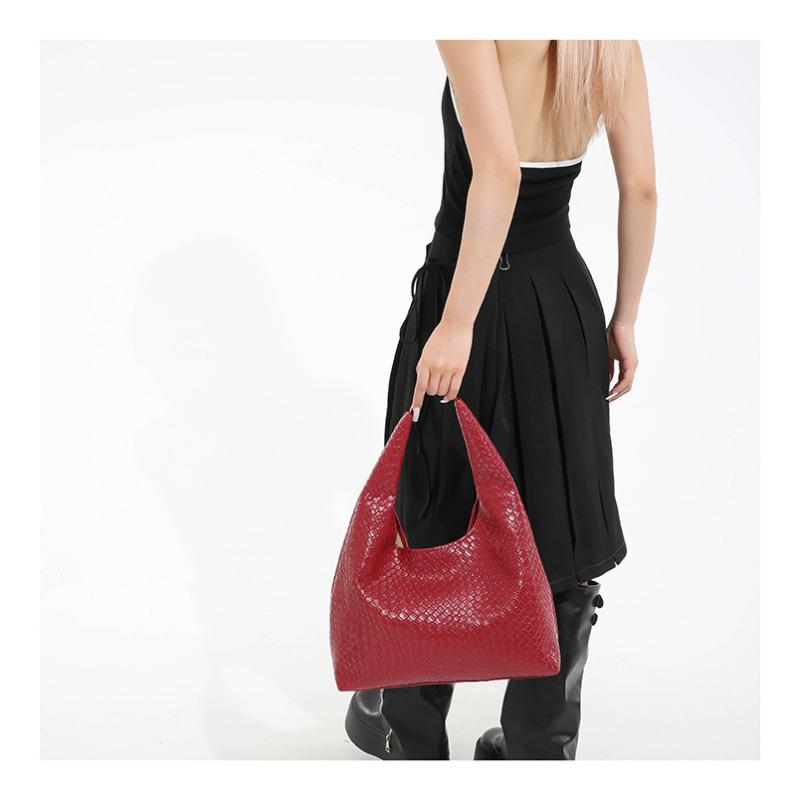 Retro Style Faux Leather Bucket Tote Bag, Simple Magnetic Closure Shoulder Purse for Women