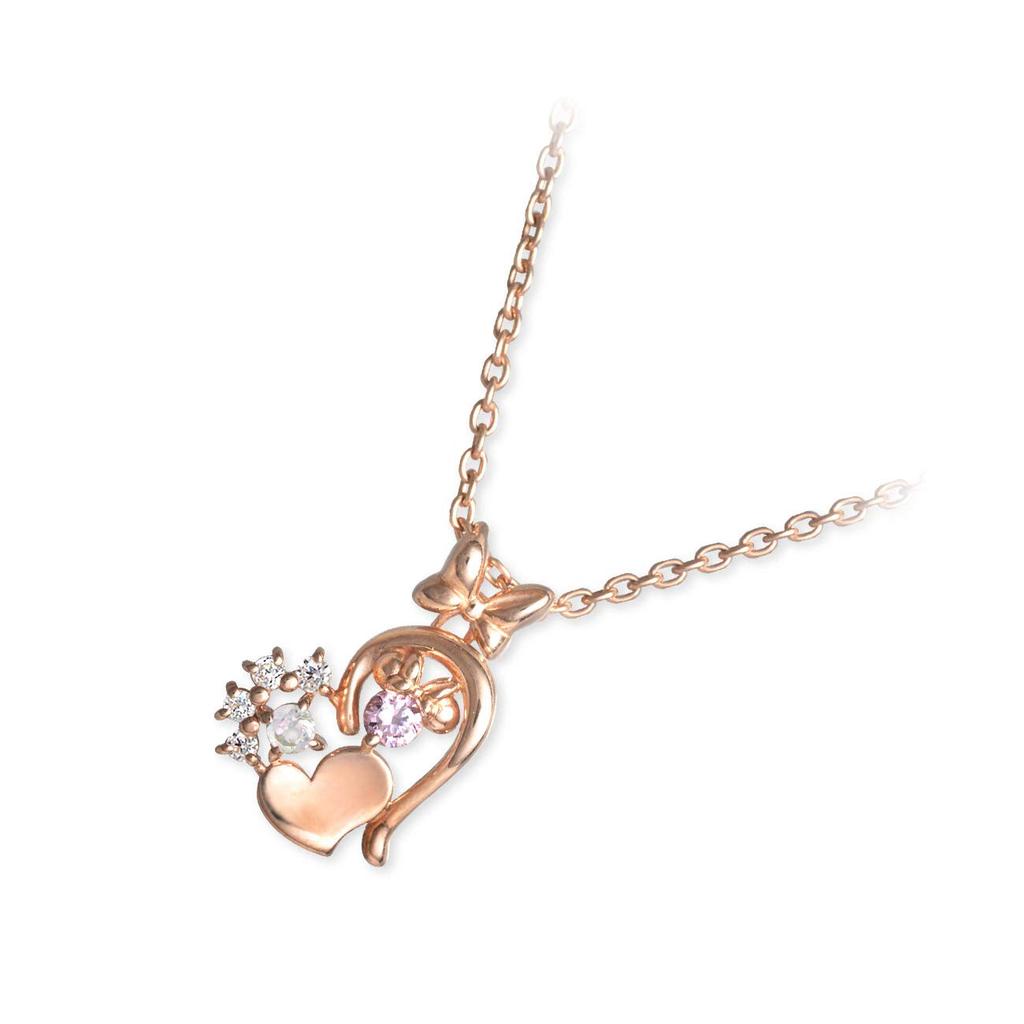 WISP Disney Minnie Silver Choice of Birthstone June Comes with Cake Cute [Wisp Disney] Necklace, Moonstone, Box, Women, Girlfriend, Gift, Birthday,
