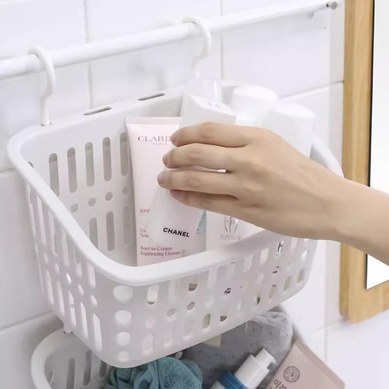 Wall-Mounted Plastic Storage Basket for Kitchen and Bathroom