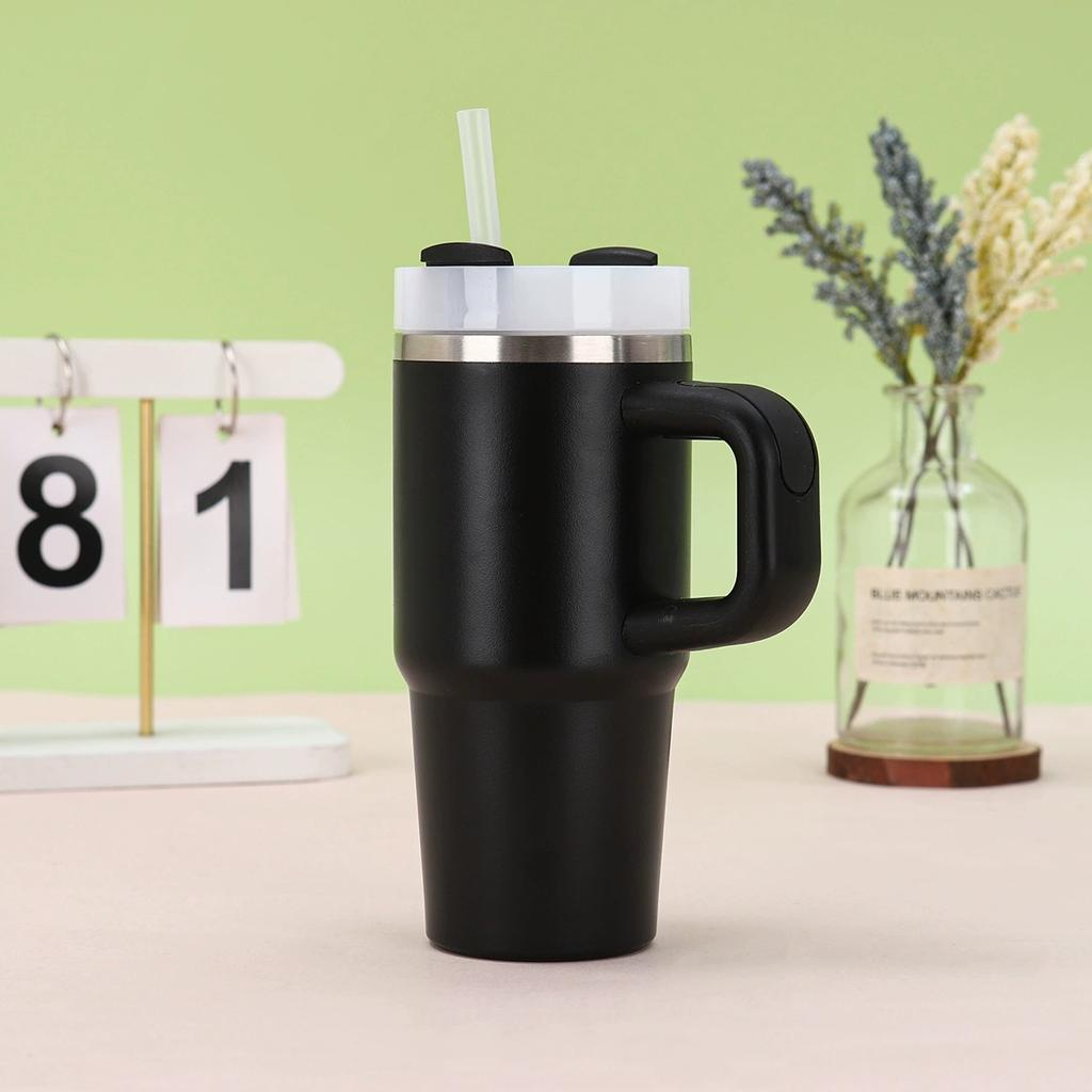 14oz New Double-layer Vacuum Car Cup Large Capacity 304 Stainless Steel Thermal Insulation Cup with Portable Handle Water Cup